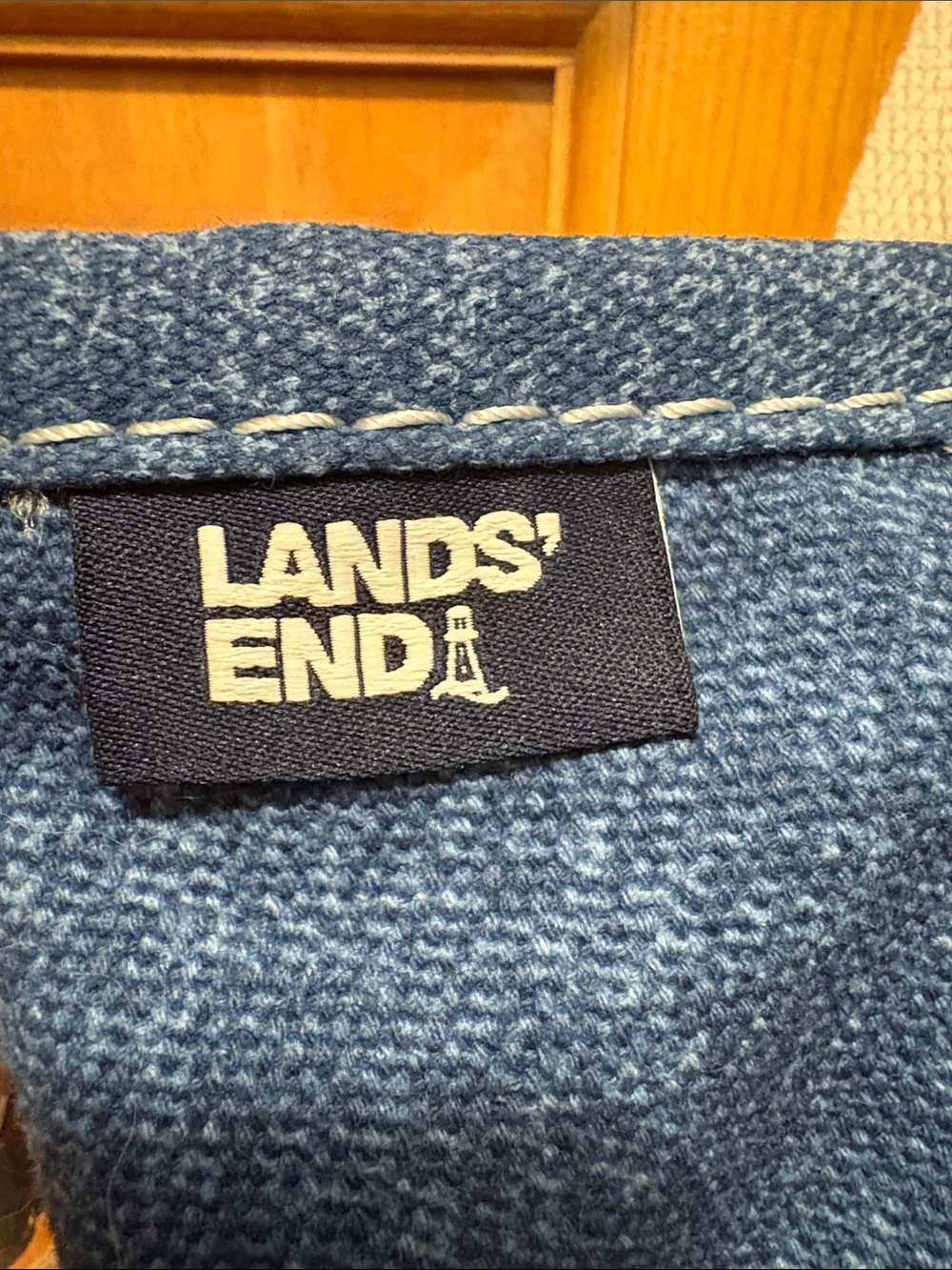 Canvas Tote Crossbody Bag - Denim Blue with Cream Straps - Picture 2 of 8